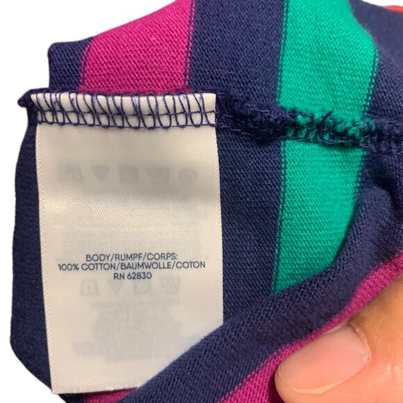 Lands End Womens Retro Color Block Striped Boatneck 3/4 Sleeve Rugby Top L Boho - Picture 3 of 5